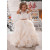 Ivory Lace Champagne Organza Ruffle Long Flower Girl Dress